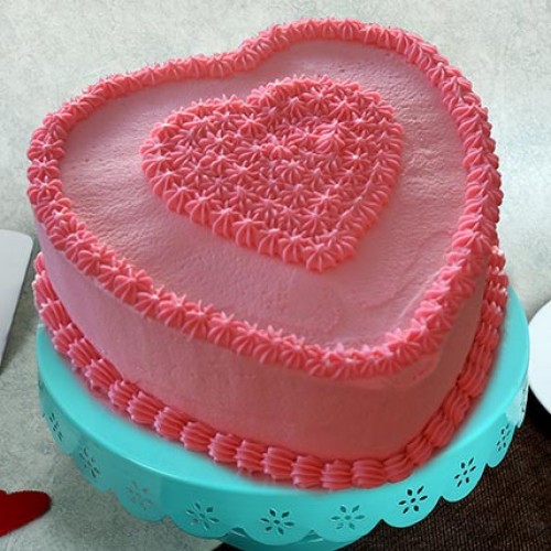Pink Heart Strawberry Cake Delivery in Delhi