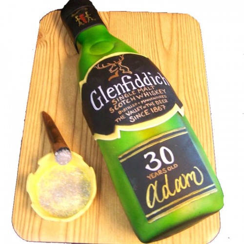 Glenfiddich Scotch Bottle Fondant Cake Delivery in Delhi