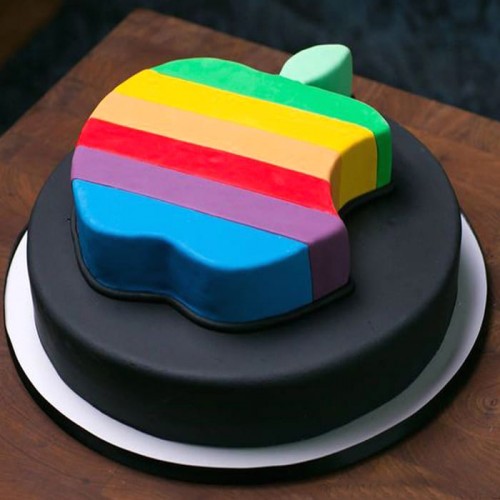 Apple Logo Themed Fondant Cake Delivery in Delhi