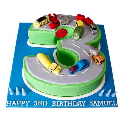 3 Number Car Race Designer Cake Delivery in Delhi NCR 3 Number Car Race Designer Cake Delivery in Delhi