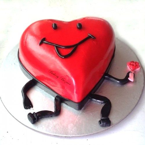 Red Heart Fondant Cake Delivery in Delhi