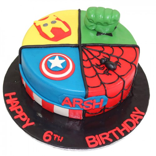 Avengers Theme Fondant Cake Delivery in Delhi