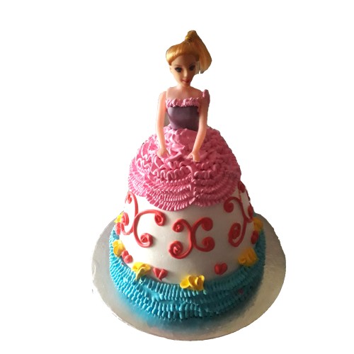 Blue & Pink Barbie Doll Cake Delivery in Delhi