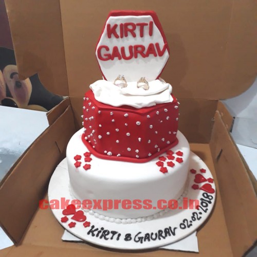 Engagement Ring Ceremony Fondant Cake Delivery in Delhi