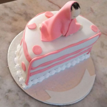 Half Birthday Baby Fondant Cake Half Birthday Baby Fondant Cake