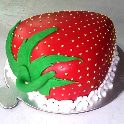 Strawberry Shape Fondant Cake Delivery in Delhi