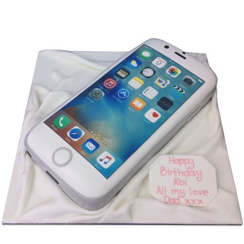 White Iphone Fondant Cake Delivery in Delhi