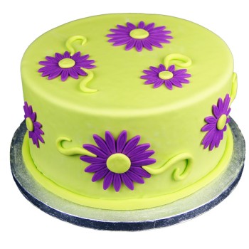 Flowers Green Purple Fondant Cake Flowers Green Purple Fondant Cake