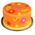 Orange Floral Theme Fondant Cake