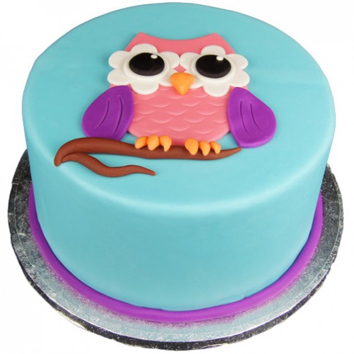 Owl Theme Fondant Cake Delivery in Delhi