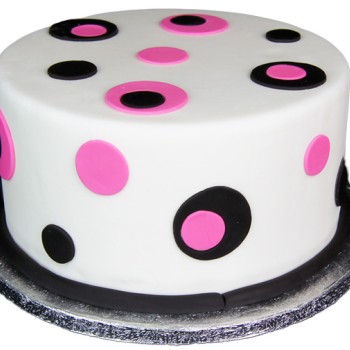 Pink Black Polka Dot Fondant Cake Pink Black Polka Dot Fondant Cake