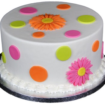 Polka Dot Daisy Fondant Cake Polka Dot Daisy Fondant Cake