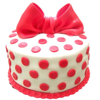 Red Polka Dot With Ribbon Fondant Cake Red Polka Dot With Ribbon Fondant Cake