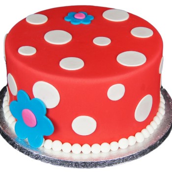 White Polka Dot Red Fondant Cake White Polka Dot Red Fondant Cake