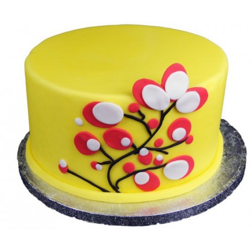 Yellow Flowering Tree Fondant Cake Delivery in Delhi