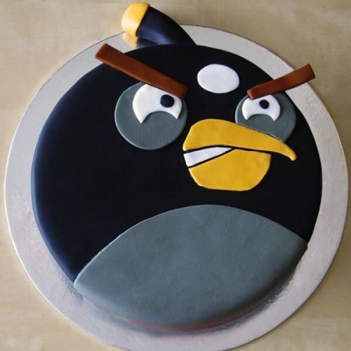 Black Angry Bird Fondant Cake Delivery in Delhi