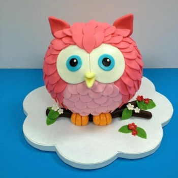 Customized Pink Owl Fondant Cake