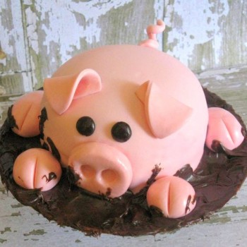 Pig Shape Fondant Cake