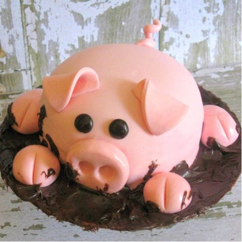 Pig Shape Fondant Cake Delivery in Delhi
