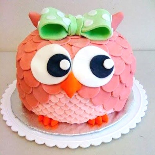 Pink Owl Birthday Cake Delivery in Delhi