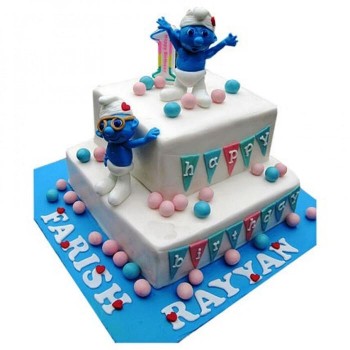 Smurfs Birthday Fondant Cake