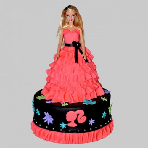 Wavy Dress Barbie Fondant Cake Delivery in Delhi