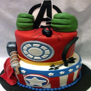 2 Tier Avengers Theme Fondant Cake