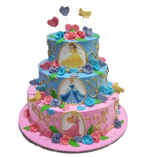 2 Tier Disney Princess Cream Cake Delivery in Delhi