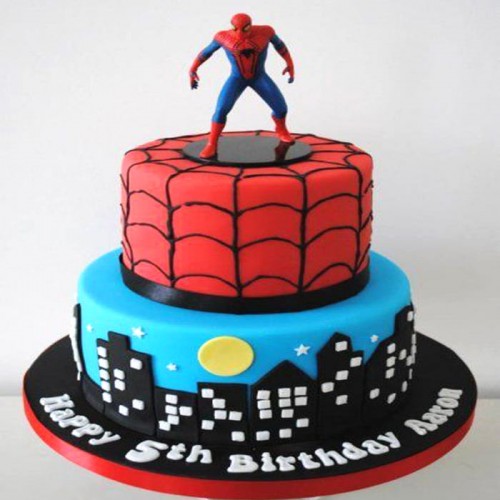 2 Tier Spiderman Fondant Cake Delivery in Delhi