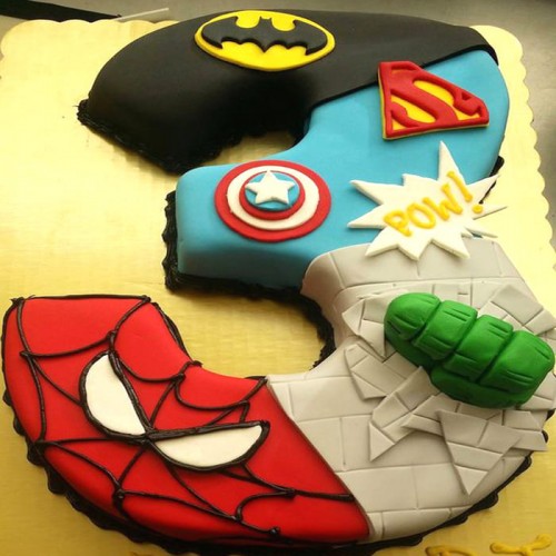 3 Number Avengers Theme Cake Delivery in Delhi