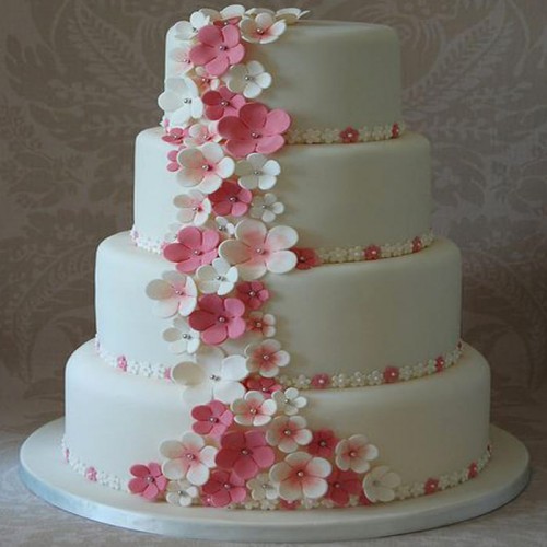 4 Tier Floral Wedding Fondant Cake Delivery in Delhi