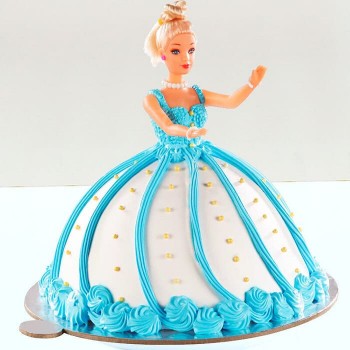 Blue Barbie Doll Cream Cake