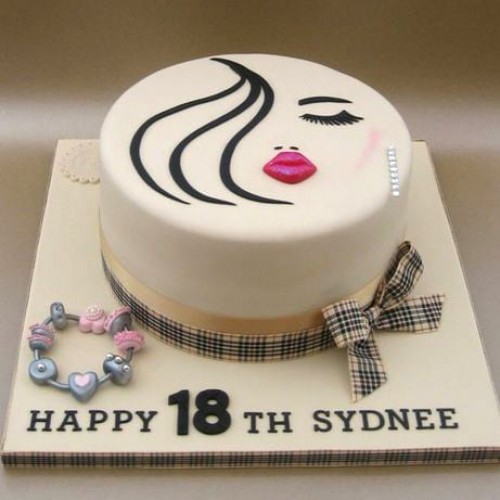 Lips & Lashes Themed 18th Birthday Cake Delivery in Delhi