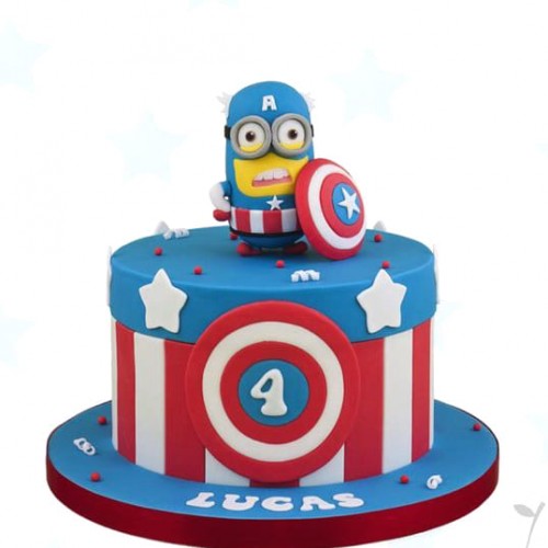 Minion As Captain America Fondant Cake Delivery in Delhi