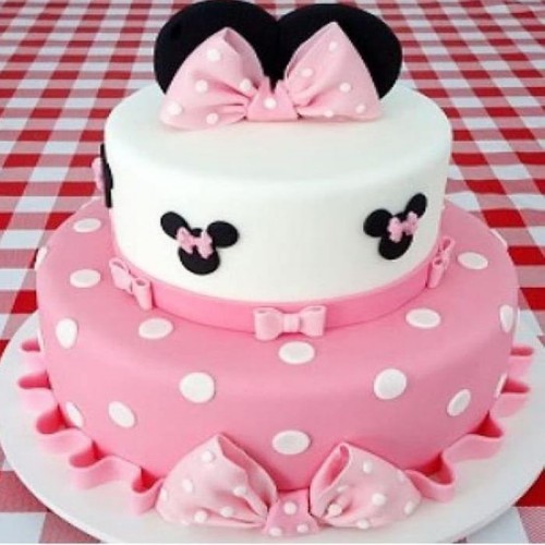 Minnie Mouse Pink & White Fondant Cake Delivery in Delhi