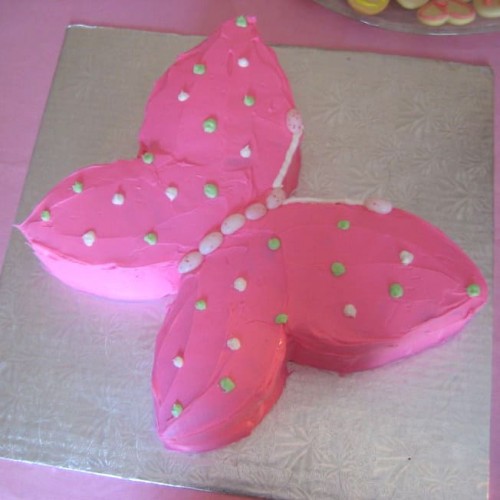 Pink Butterfly Cream Cake Delivery in Delhi