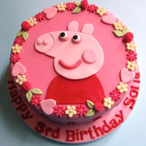Pink Peppa Pig Fondant Cake Delivery in Delhi