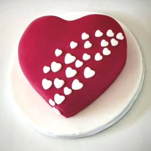 Red Heart Romantic Fondant Cake Delivery in Delhi
