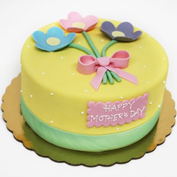 Yellow Floral Fondant Cake