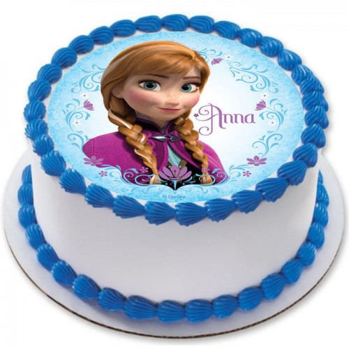 Disney Anna Frozen Round Photo Cake Delivery in Delhi