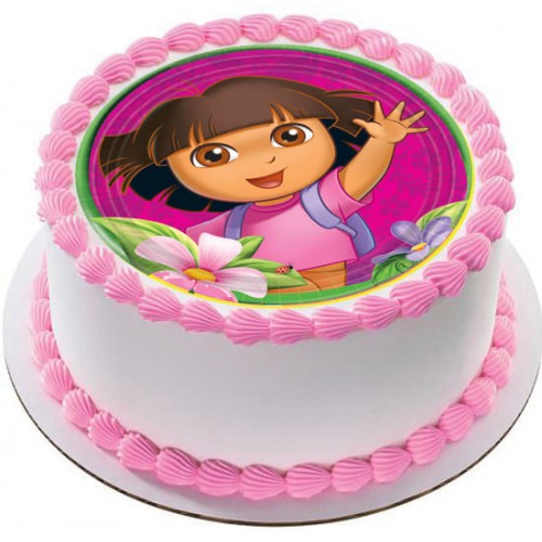 Dora Cartoon Round Photo Cake Delivery in Delhi