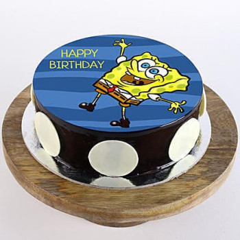 Happy SpongeBob Chocolate Photo Cake Happy SpongeBob Chocolate Photo Cake