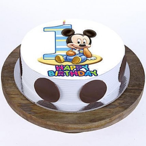 Mickey Mouse 1st Bday Pineapple Cake Delivery in Delhi