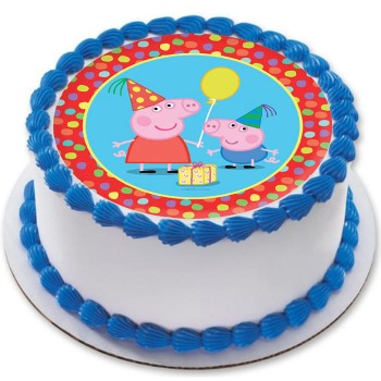 Peppa Pig Cartoon Round Photo Cake
