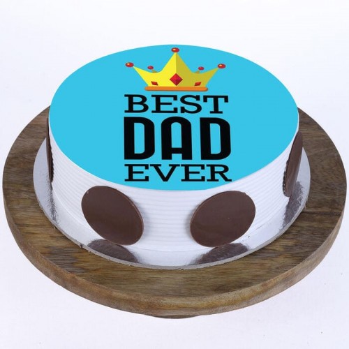Best Dad Ever Pineapple Photo Cake Delivery in Delhi