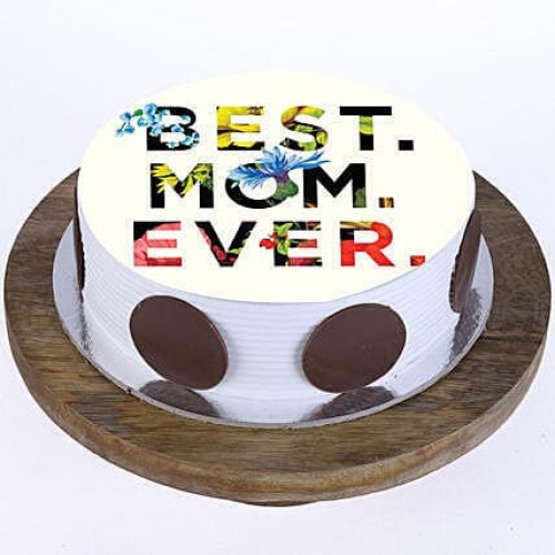 Best Mom Ever Pineapple Photo Cake Delivery in Delhi