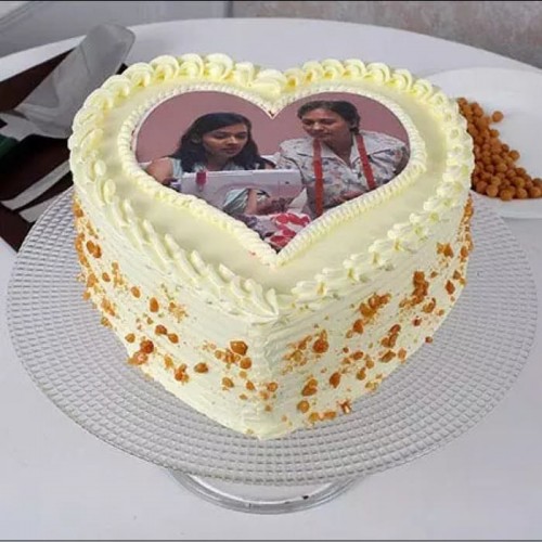 Butter Scotch Heart Shaped Photo Cake Delivery in Delhi