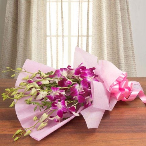 Bouquet of 6 Purple Orchids Delivery in Delhi