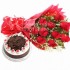 Black Forest Cake & Red Roses Bouquet