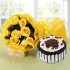 Yellow Roses Bouquet & Black Forest Cake